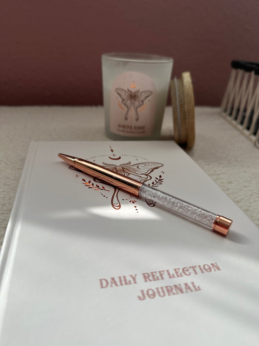 LUNA MOTH DAILY REFLECTION JOURNAL WITH QUARTZ PEN