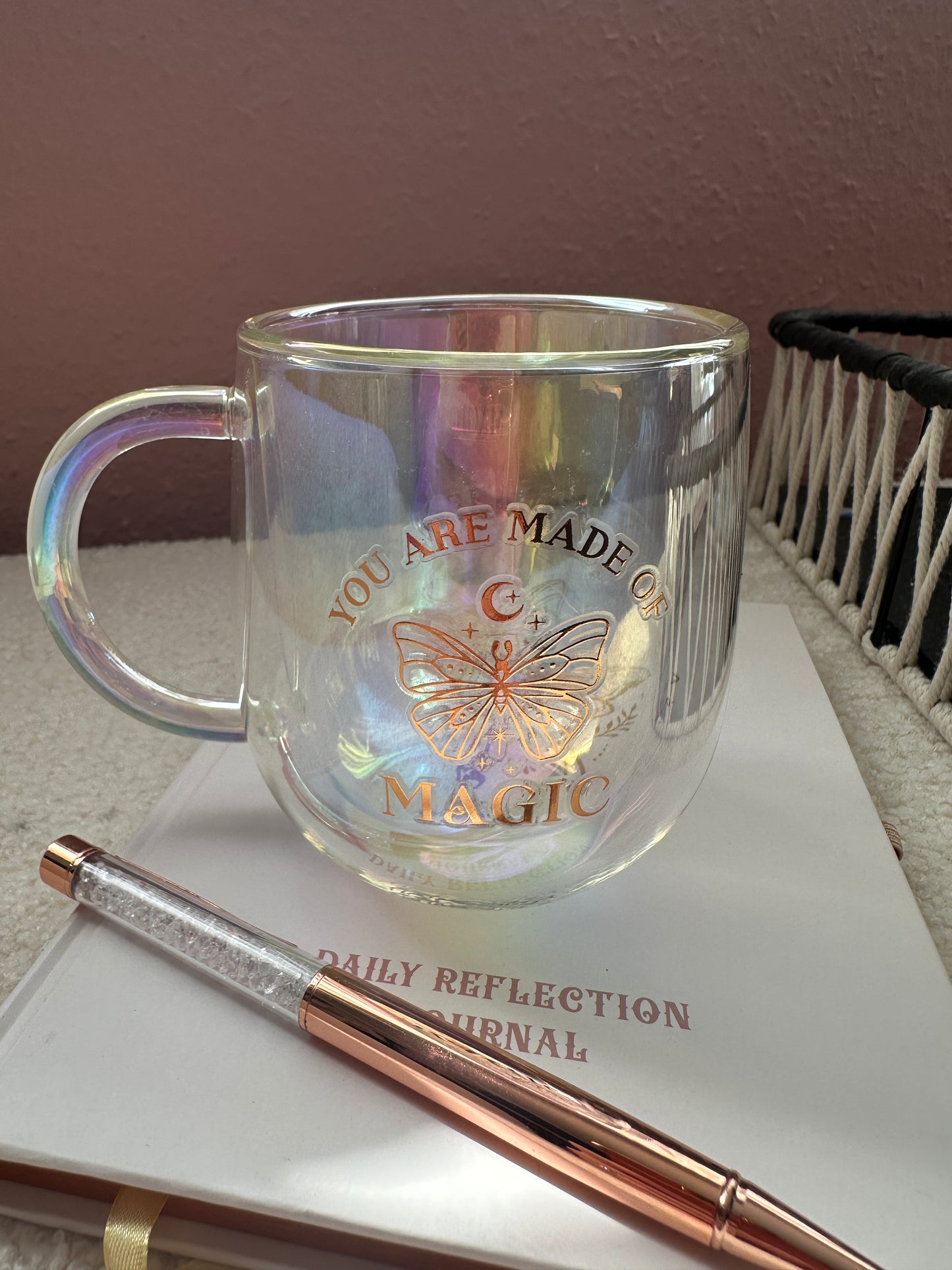 YOU ARE MADE OF MAGIC IRIDESCENT DOUBLE WALLED GLASS MUG