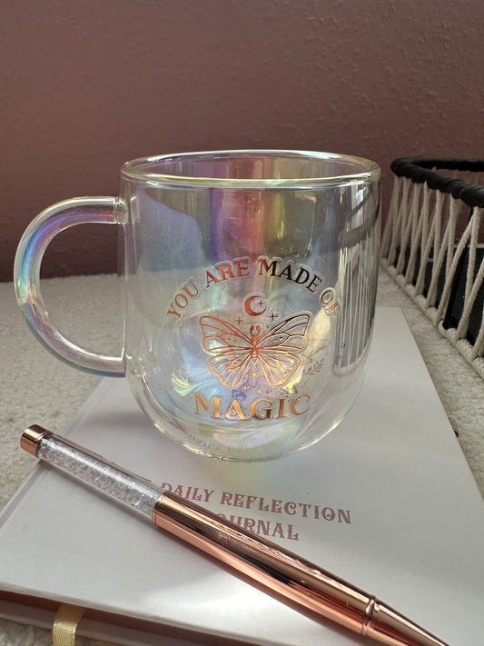 YOU ARE MADE OF MAGIC IRIDESCENT DOUBLE WALLED GLASS MUG
