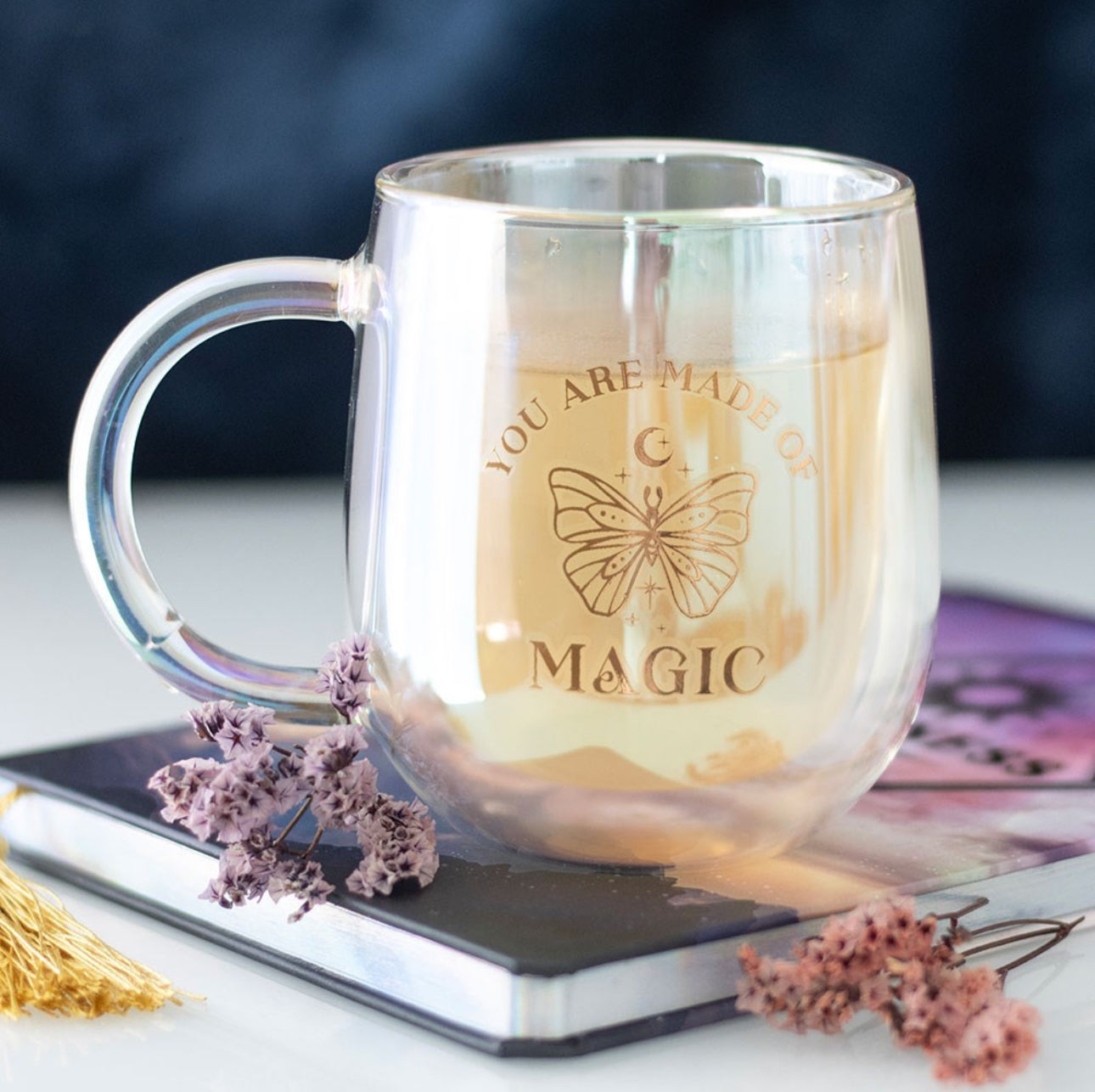 YOU ARE MADE OF MAGIC IRIDESCENT DOUBLE WALLED GLASS MUG