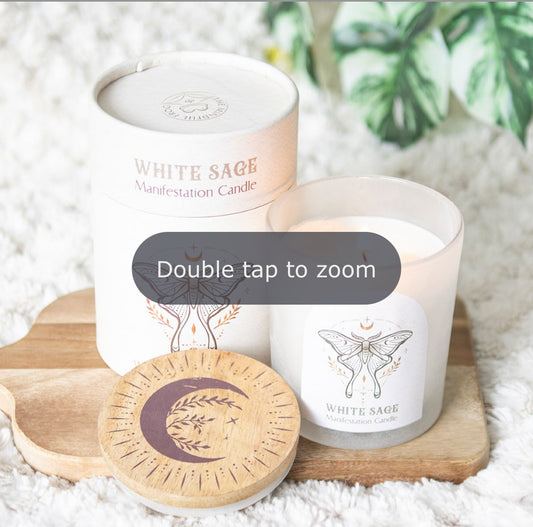 LUNA MOTH MANIFESTATION CANDLE WITH CLEAR QUARTZ CRYSTALS