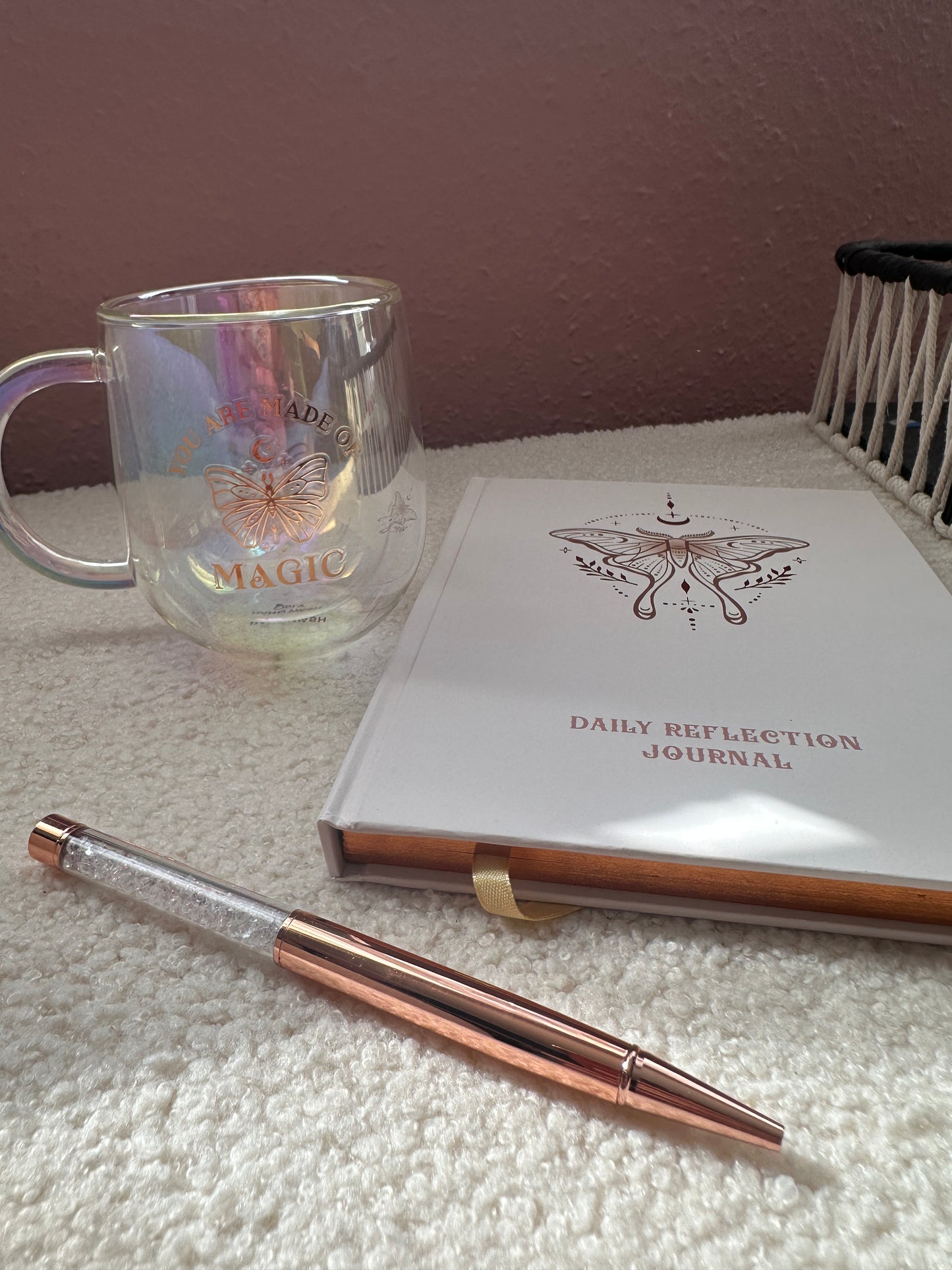 LUNA MOTH DAILY REFLECTION JOURNAL WITH QUARTZ PEN