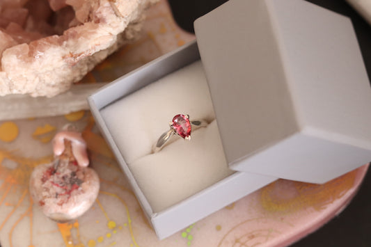 Pink Tourmaline Handmade Argentium Silver ring