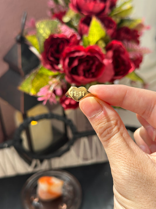 1111 heart shaped 18k ring