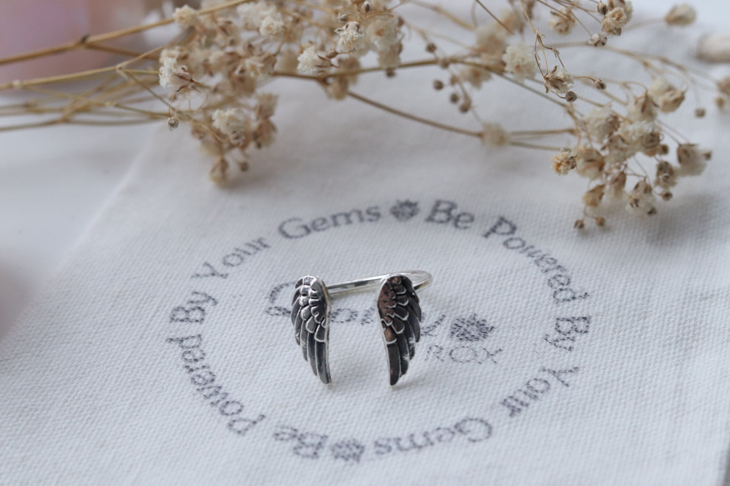 Over sized Angel wing adjustable ring