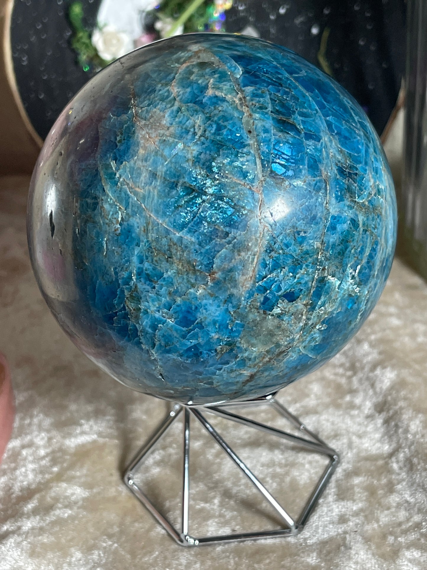 Blue Apatite Sphere