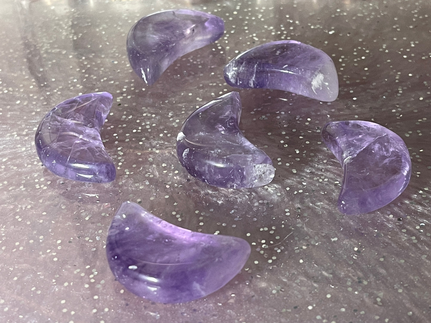 Amethyst Carved  Mini Moon
