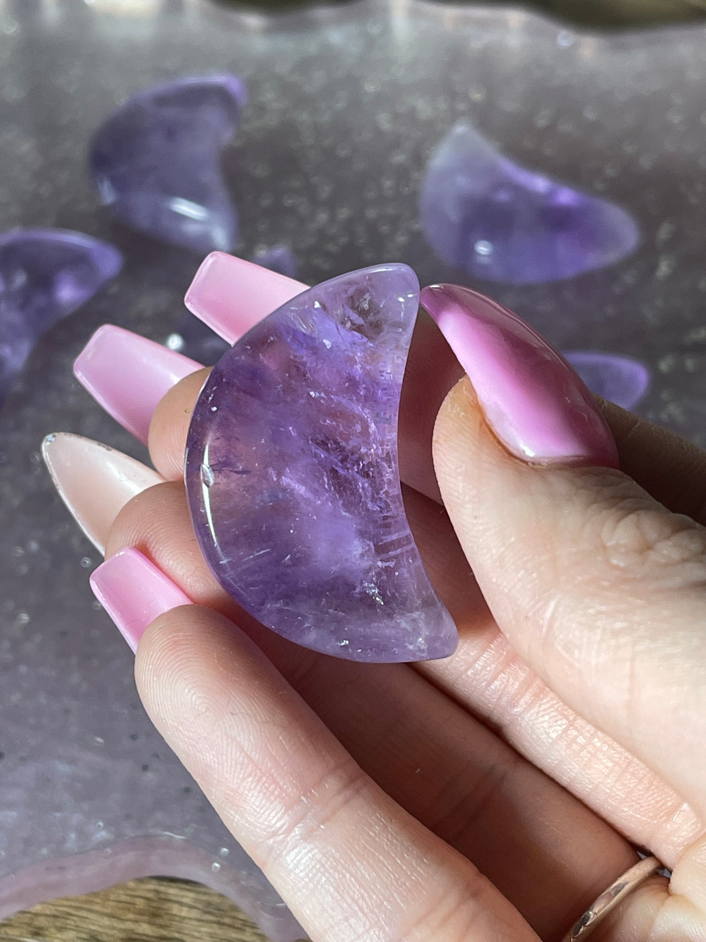 Amethyst Carved  Mini Moon