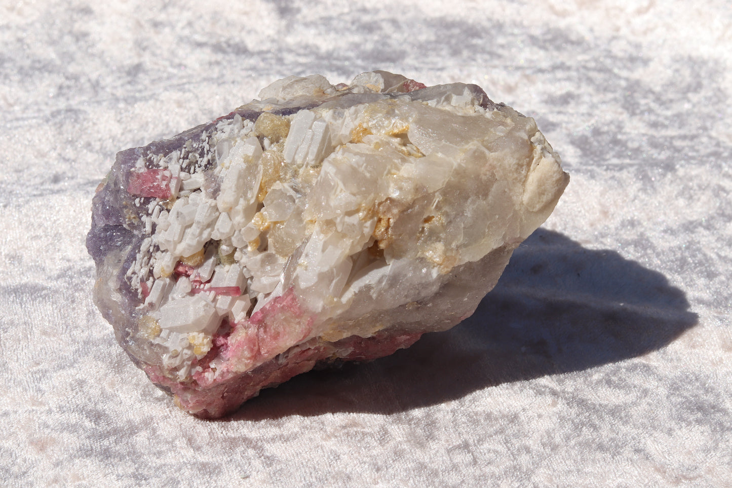Lepidolite & Pink Tourmaline On Quartz