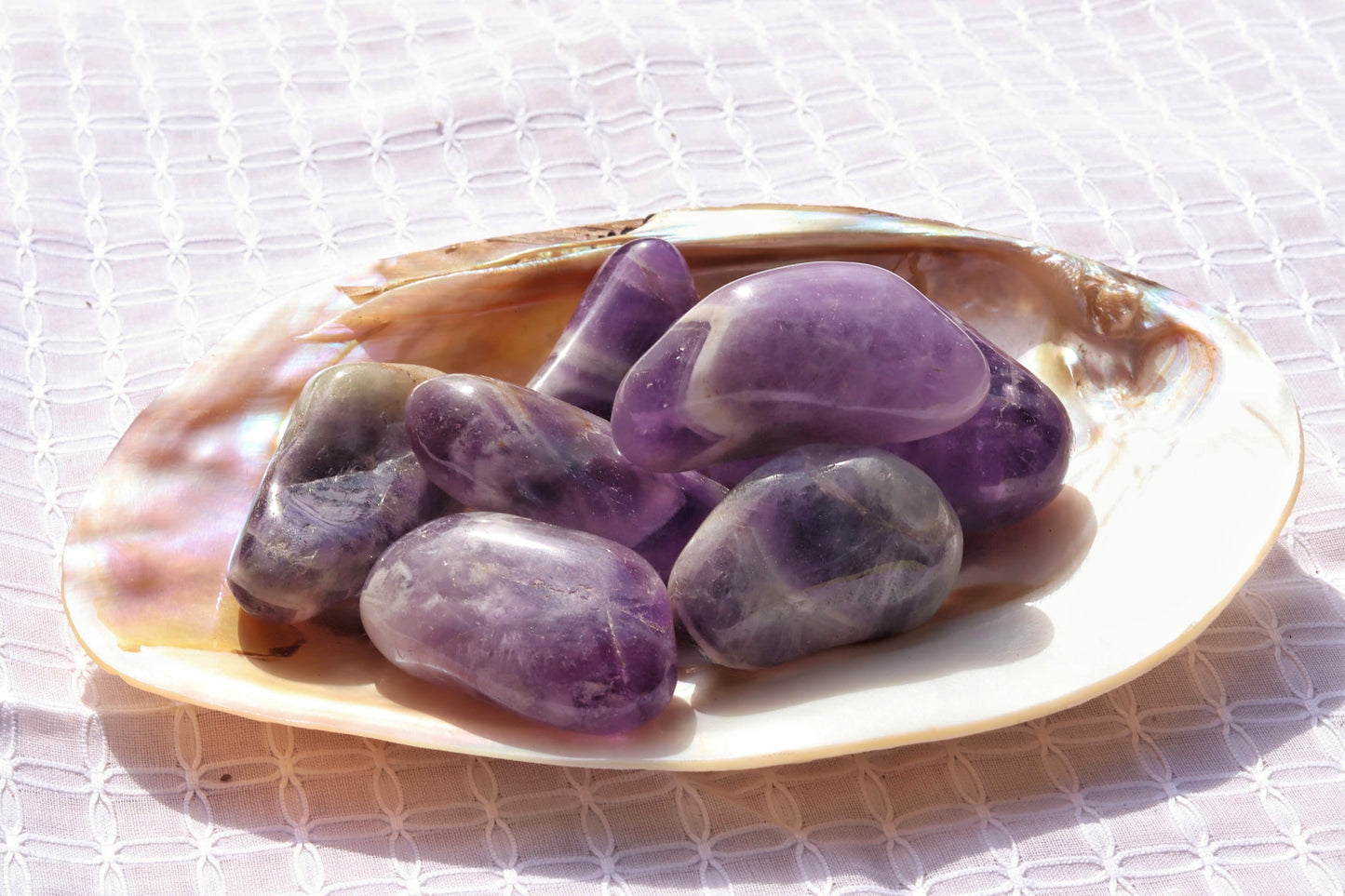 Amethyst  Chevron Tumbled Stone