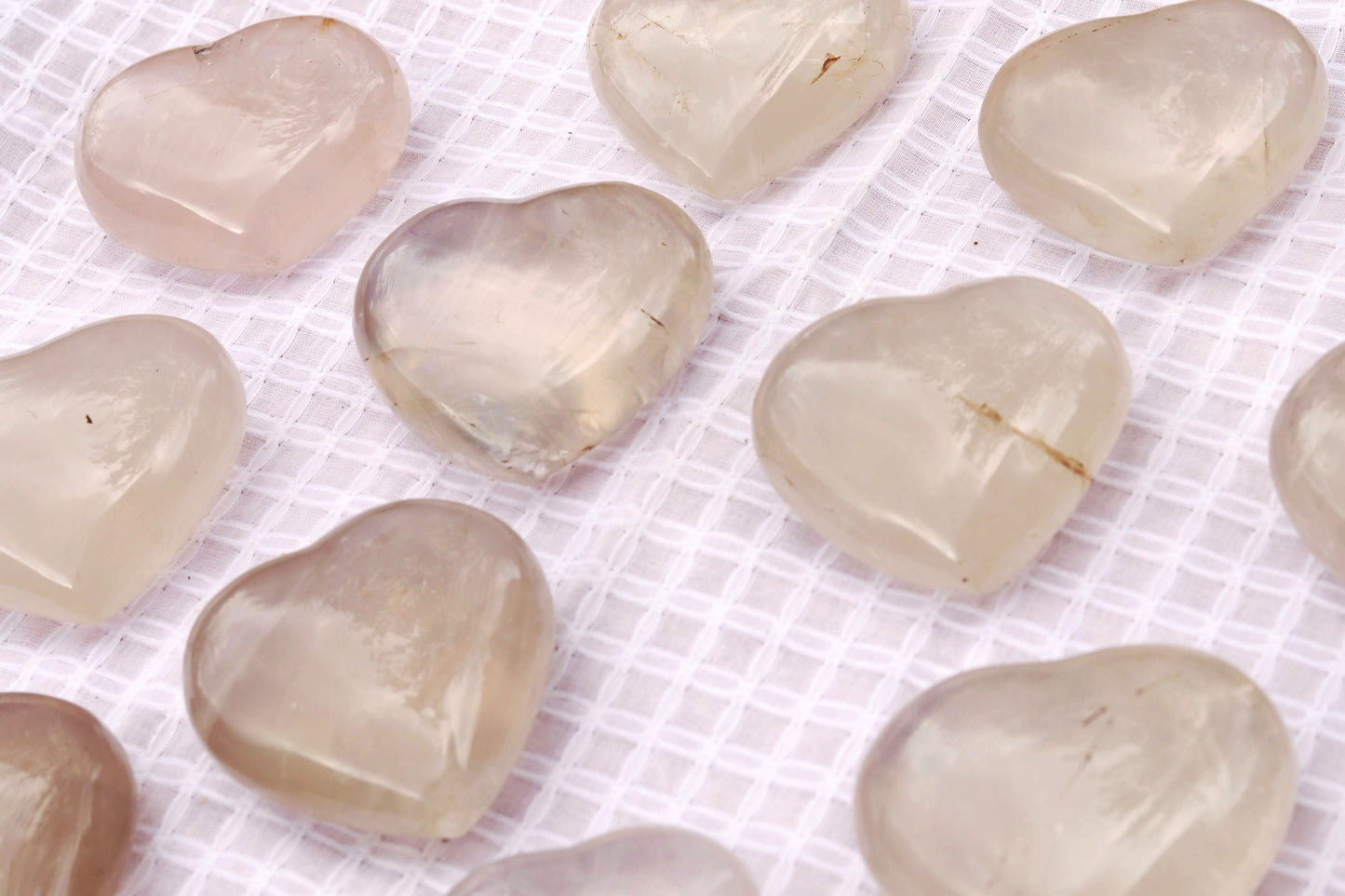 Girasol Quartz Carved Hearts