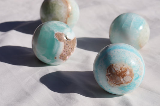 Caribbean Blue Calcite + Aragonite Spheres