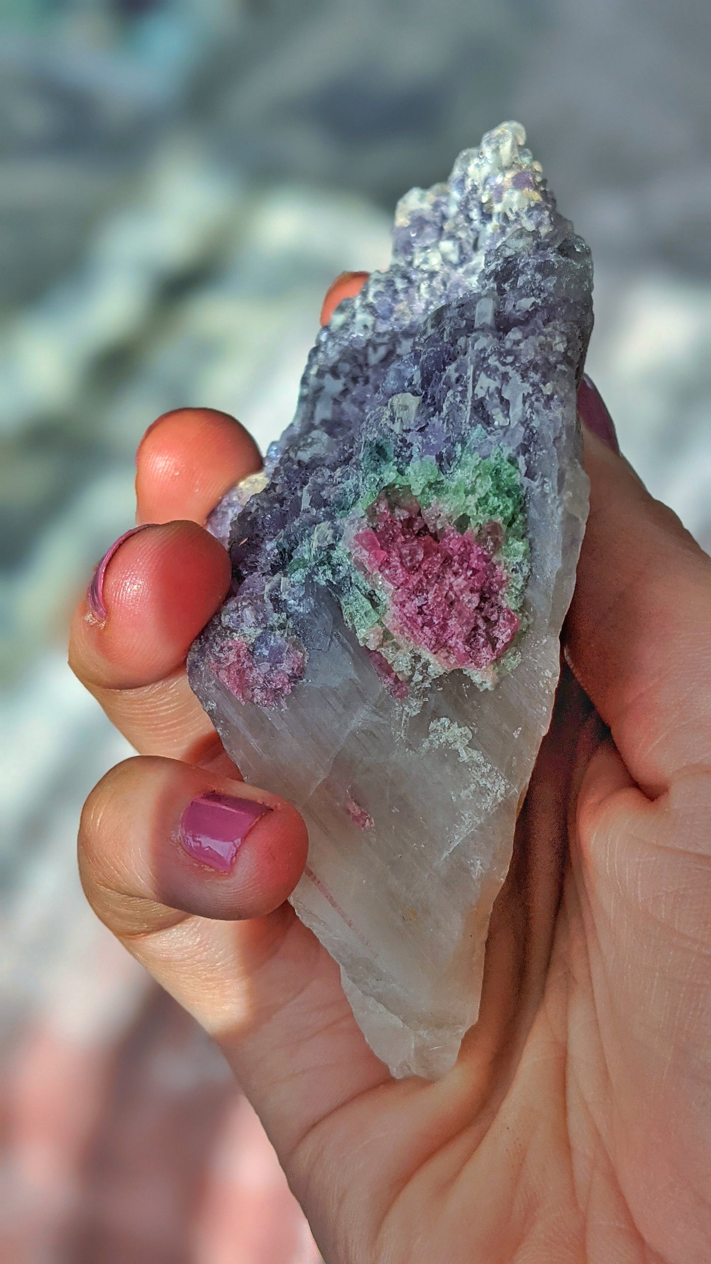 Lepidolite & Pink Tourmaline On Quartz