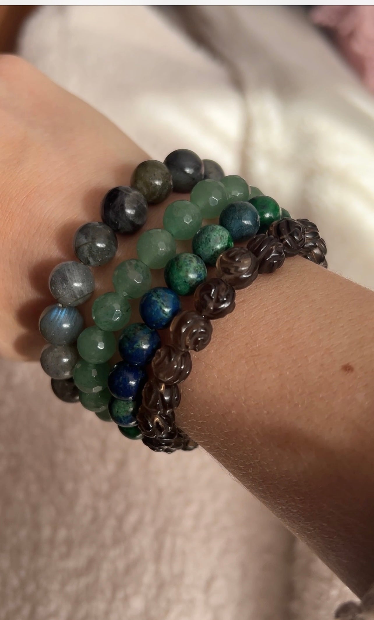 Smokey Quartz,labradorite, Green aventurine and chrysocolla