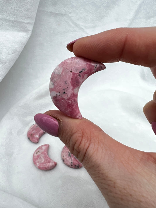 Rhodonite carved mini moon