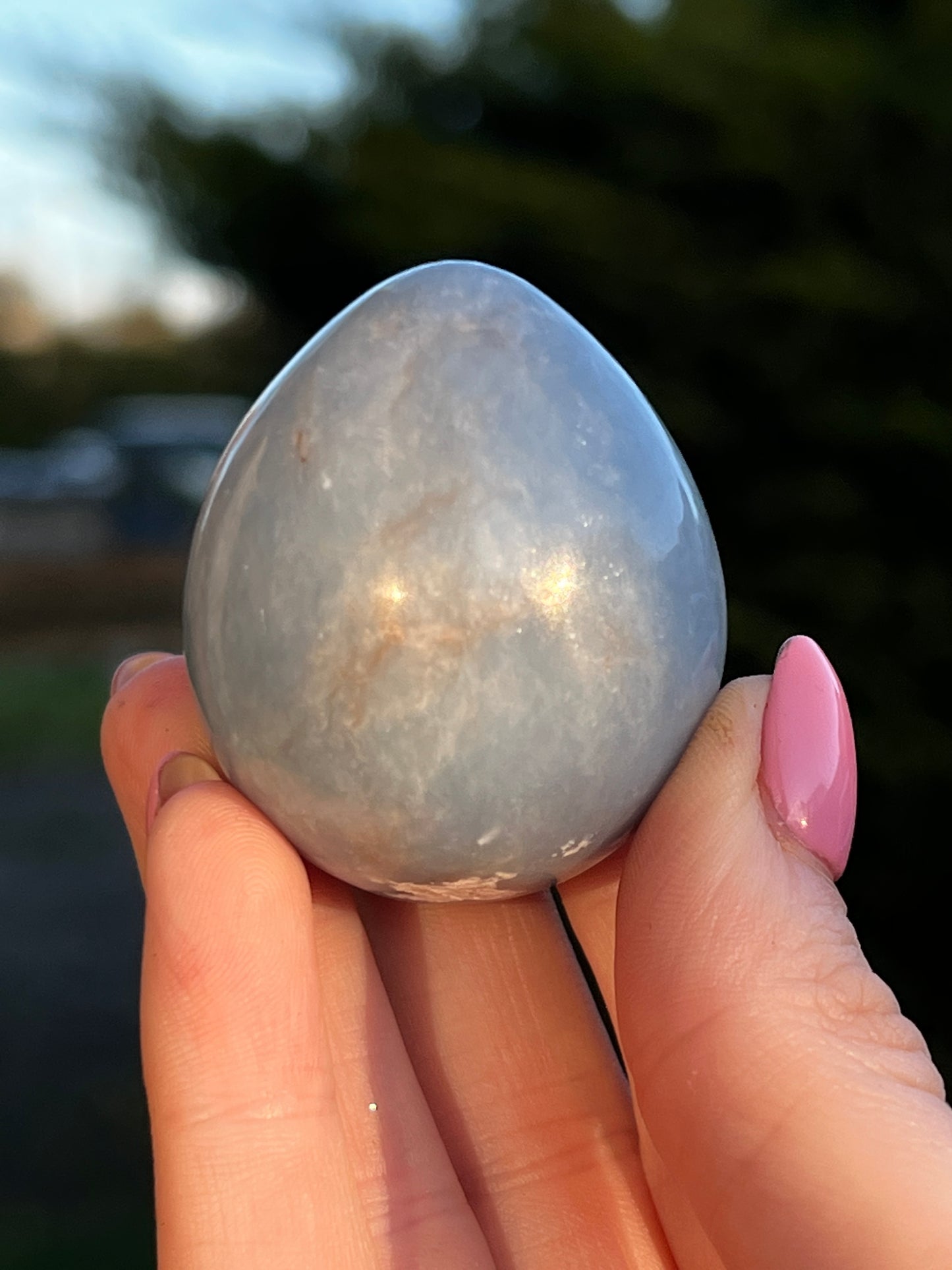 Angelite carved egg