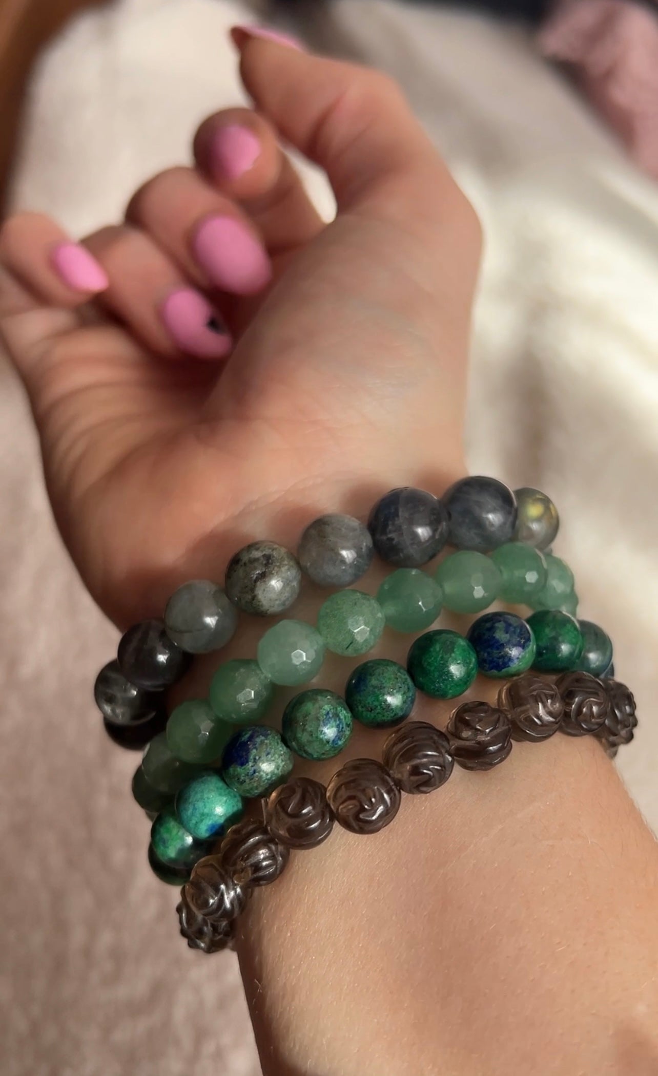 Smokey Quartz,labradorite, Green aventurine and chrysocolla