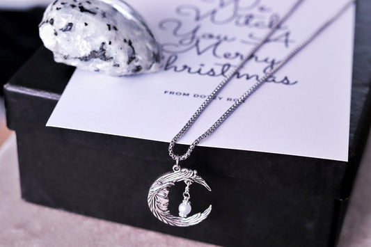 Moonstone Moon carved necklace