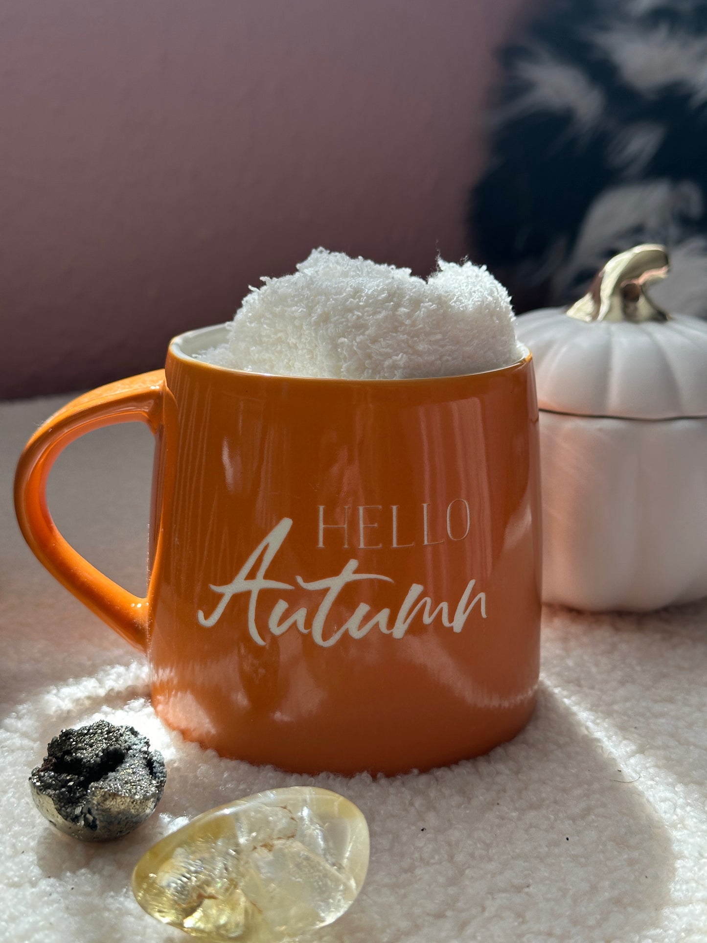 Hello Autumn Mug with fluffy socks