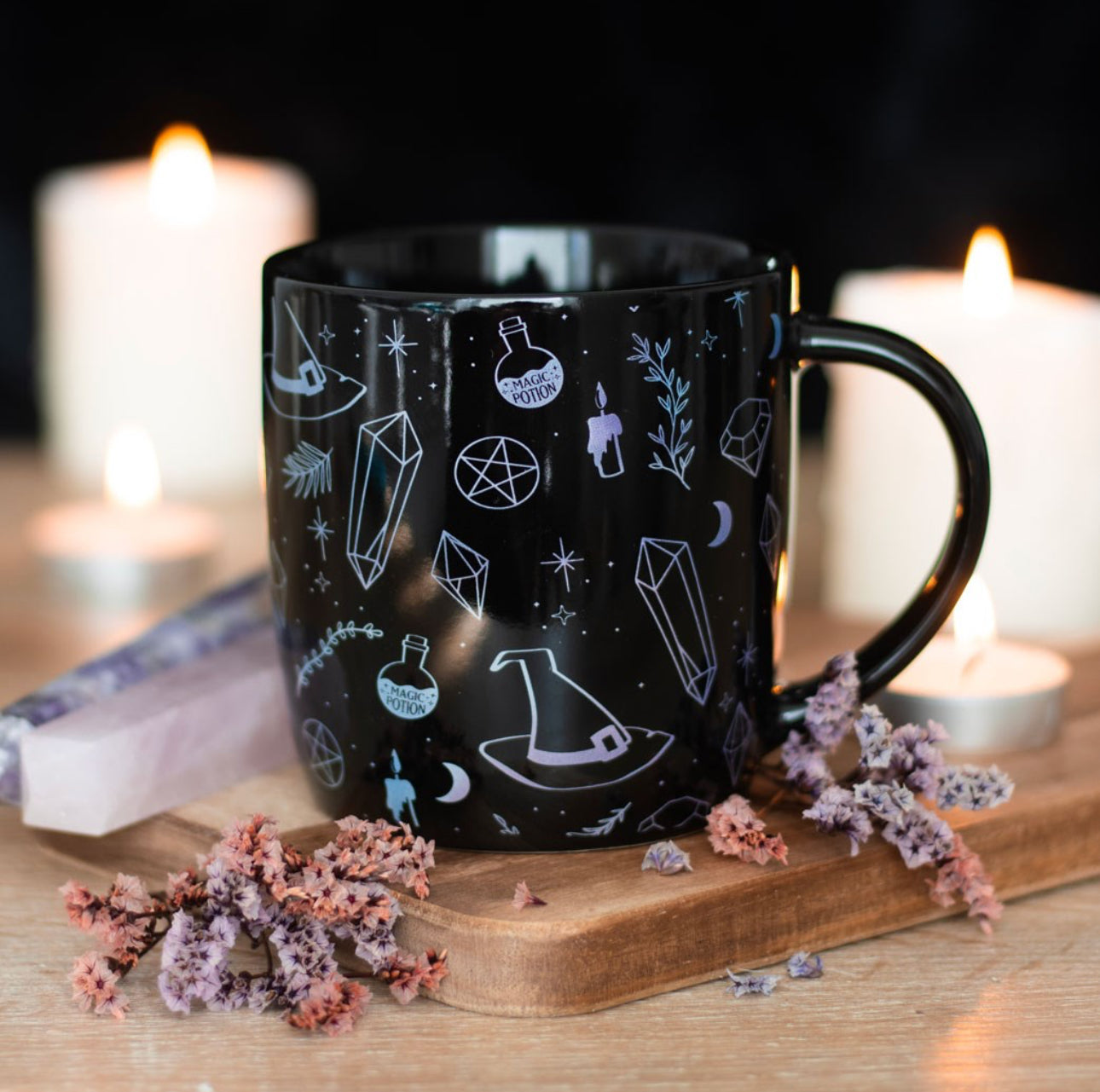 Crystal witch print mug