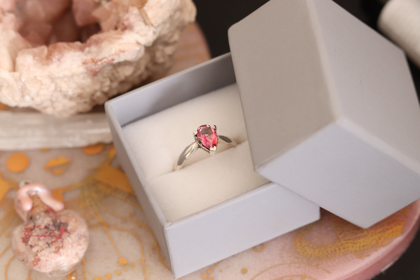 Pink Tourmaline Handmade Argentium Silver ring