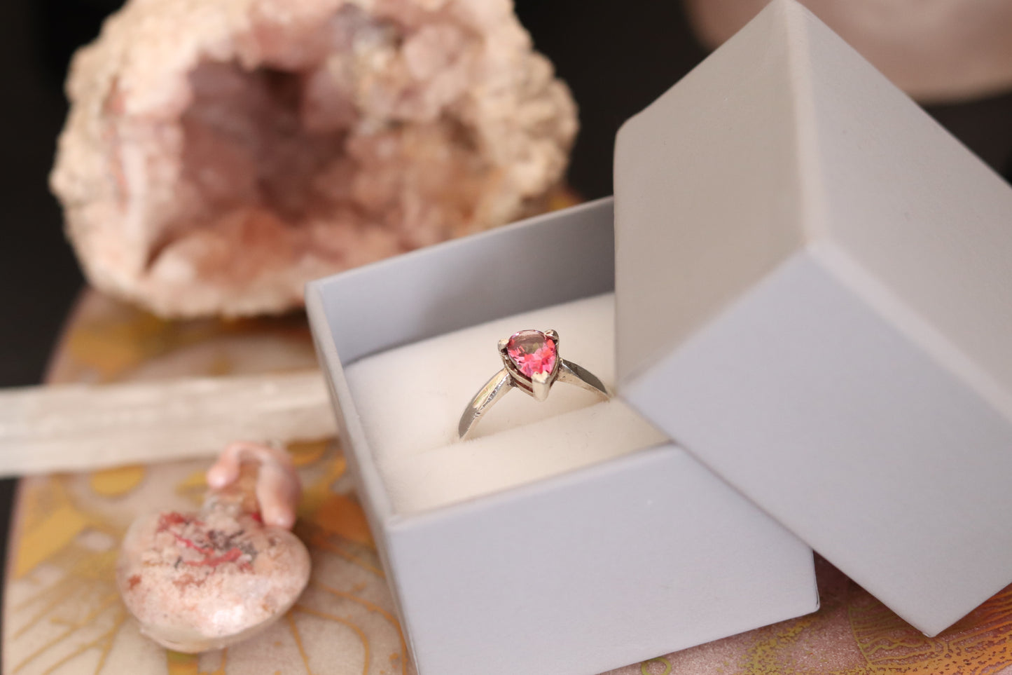 Pink Tourmaline Handmade Argentium Silver ring