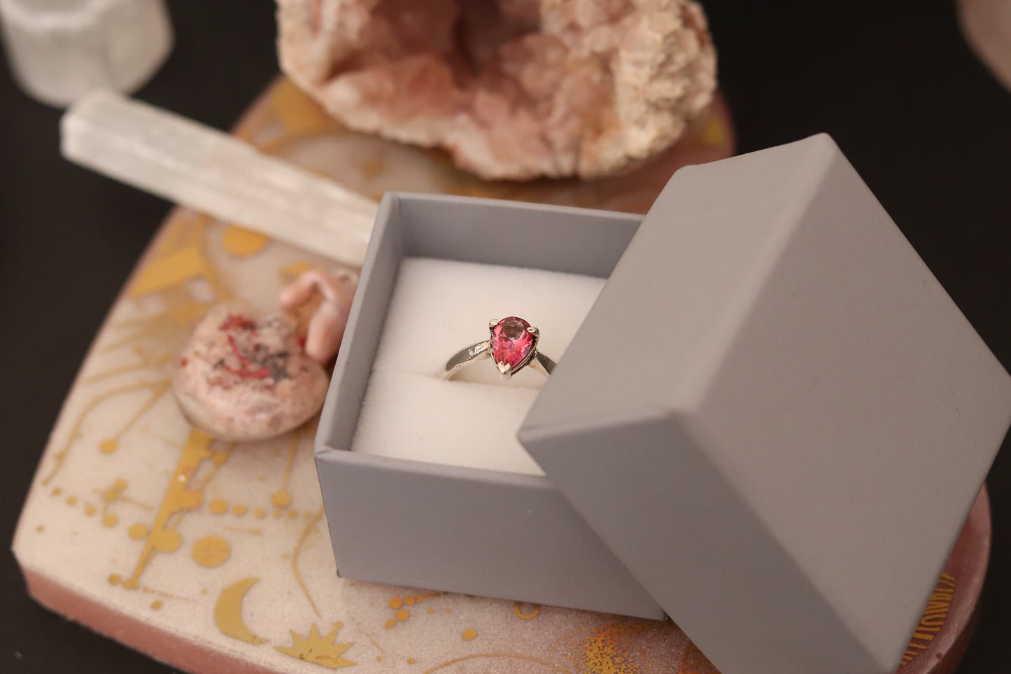 Pink Tourmaline Handmade Argentium Silver ring