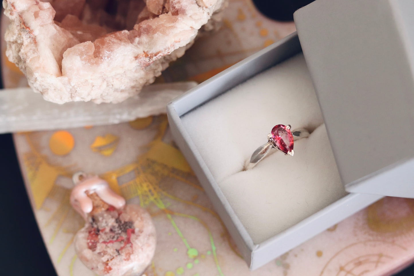 Pink Tourmaline Handmade Argentium Silver ring