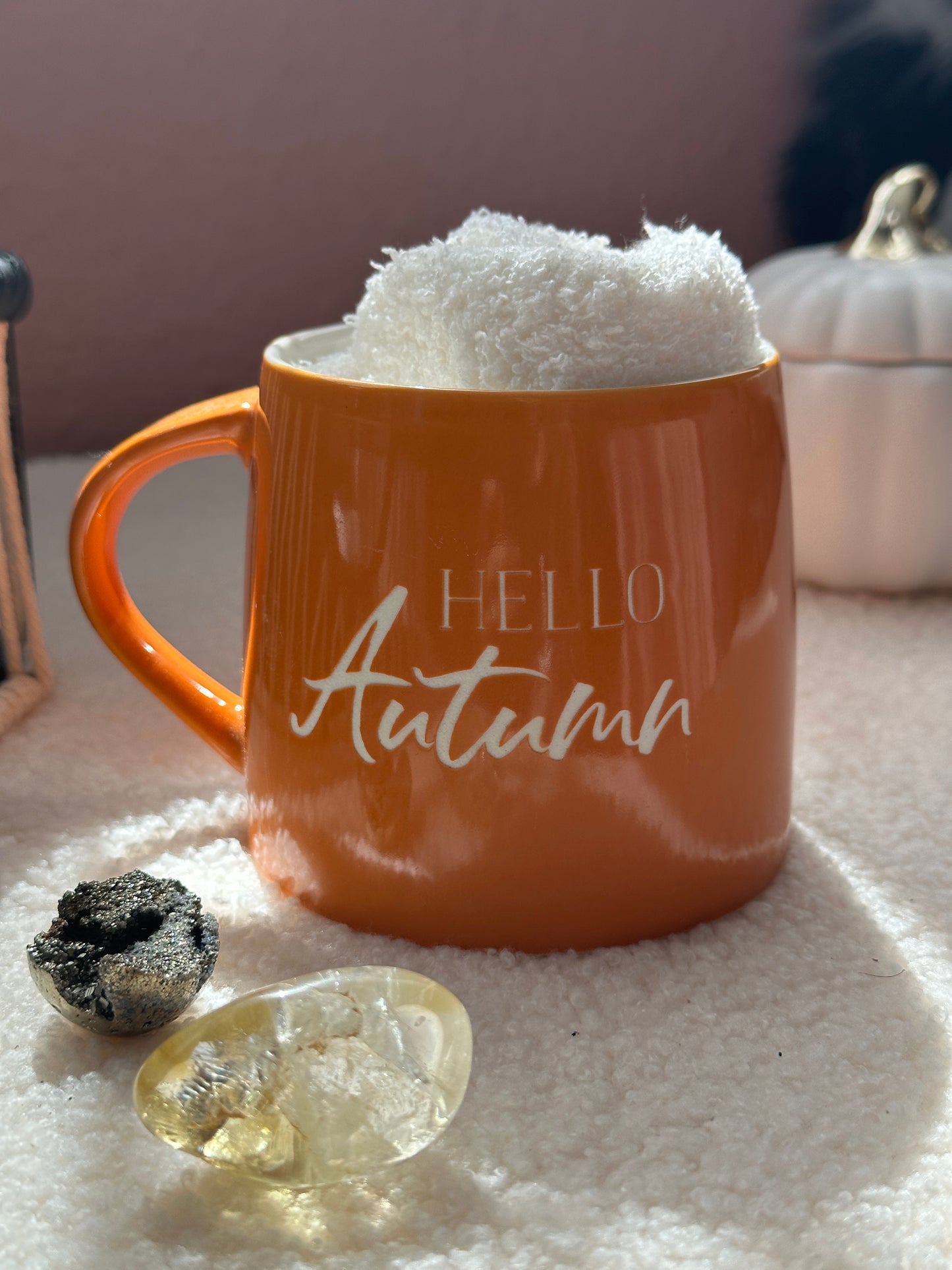 Hello Autumn Mug with fluffy socks