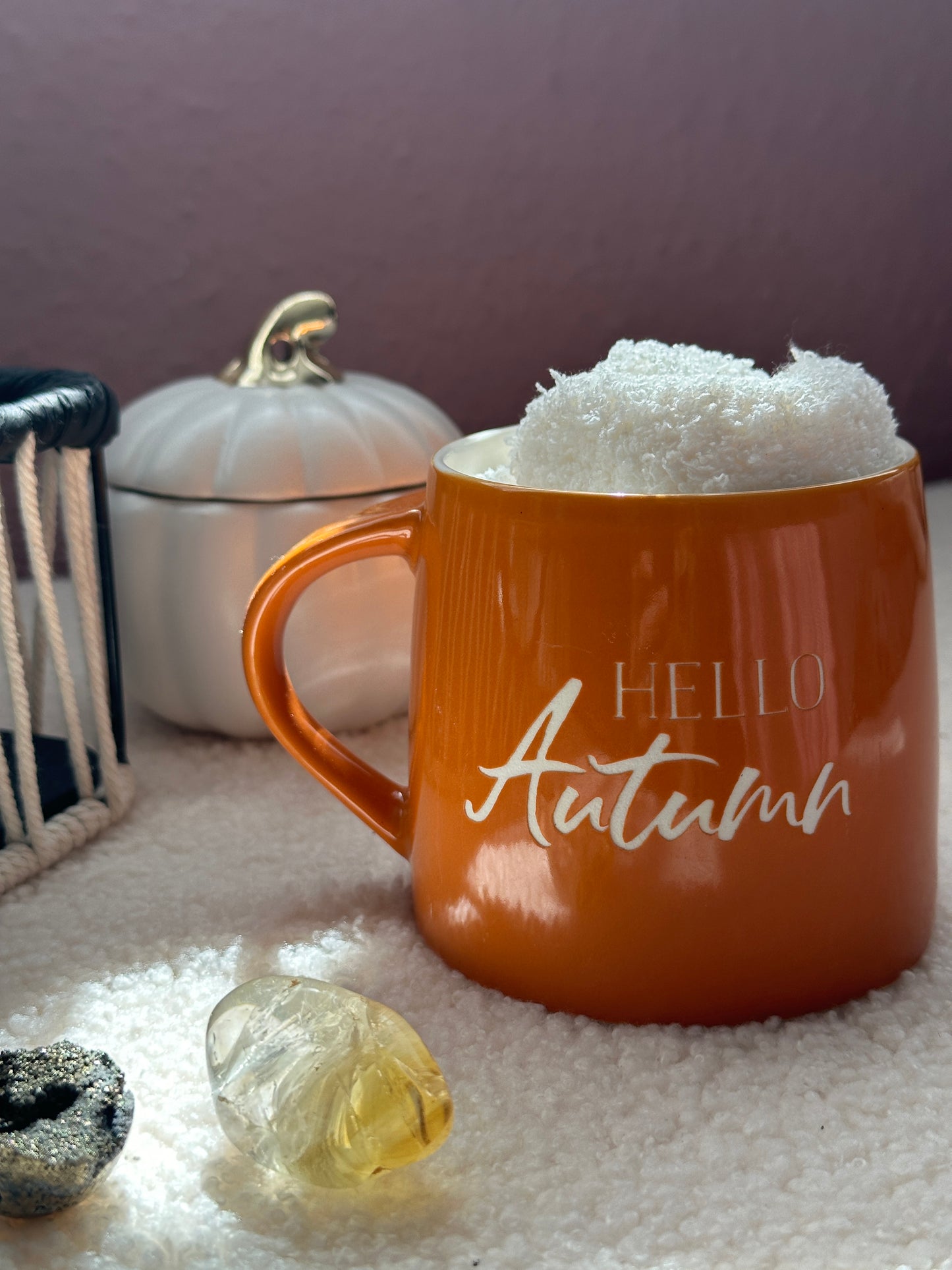 Hello Autumn Mug with fluffy socks