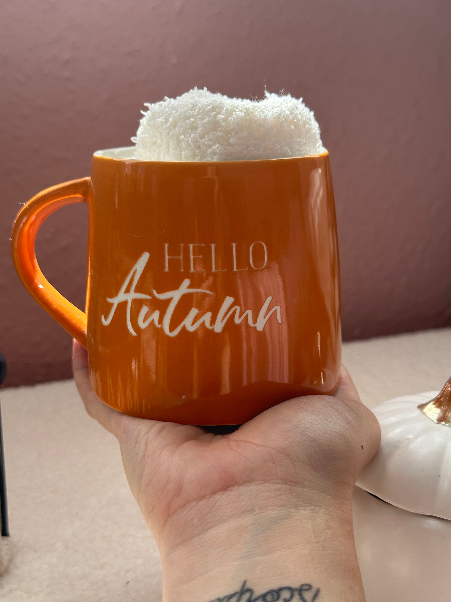 Hello Autumn Mug with fluffy socks