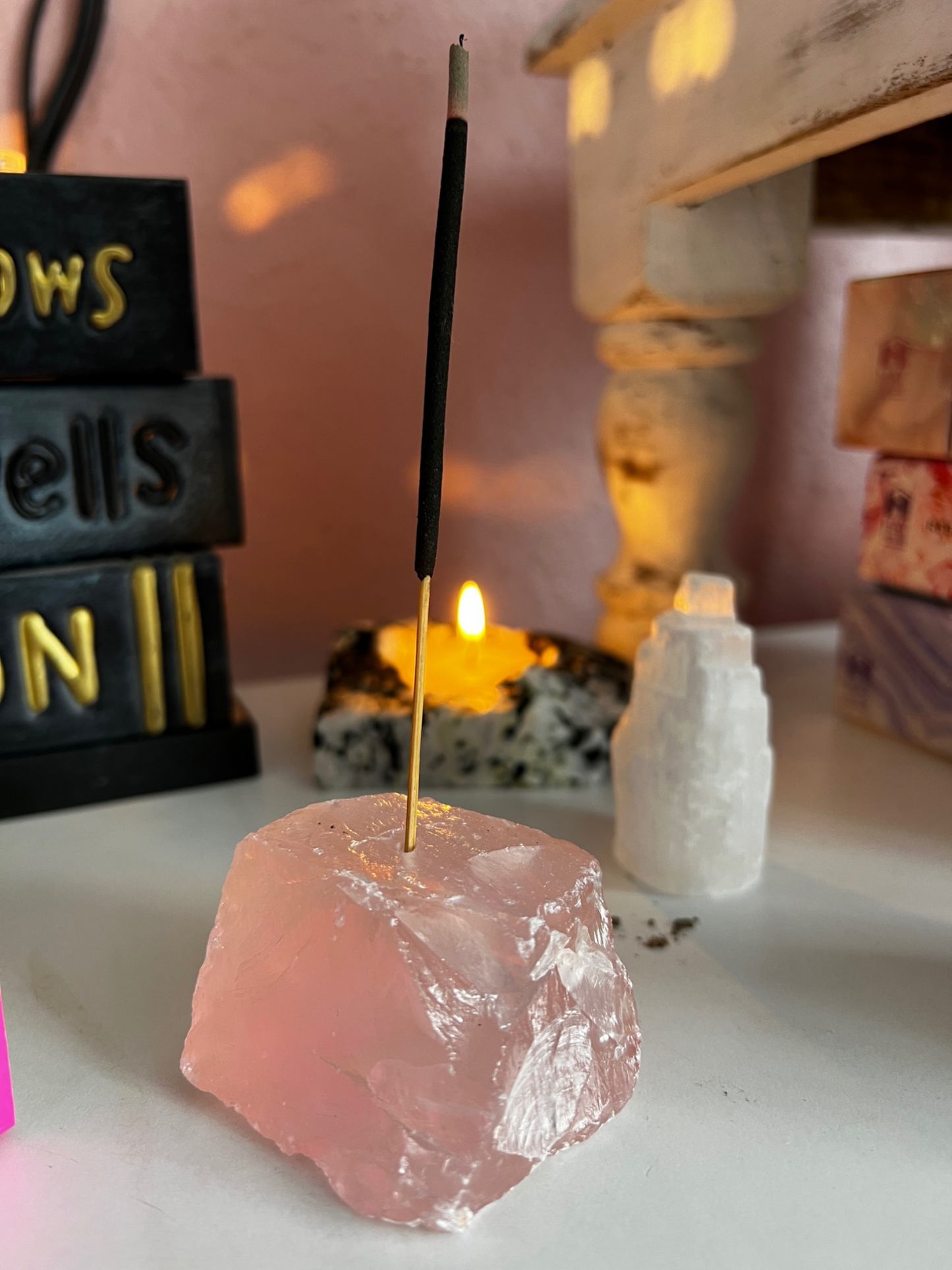 Rose Quartz incense holder