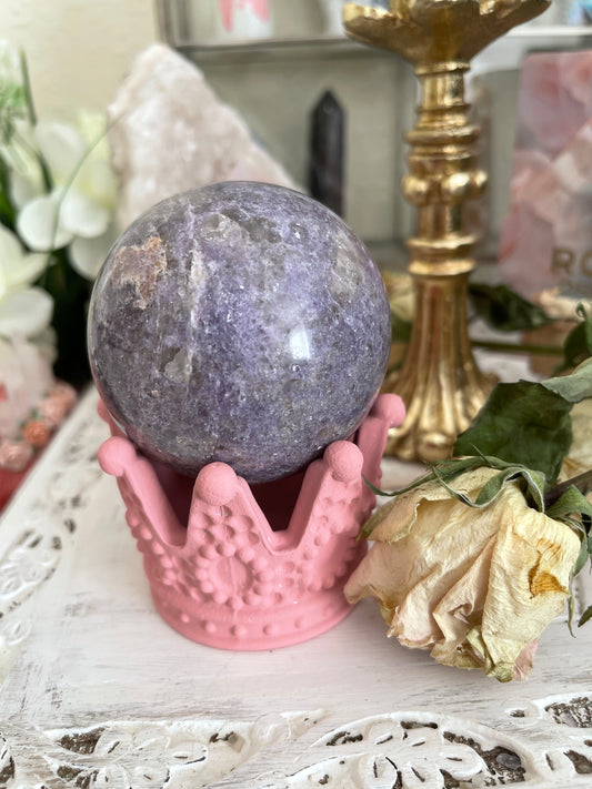 Crown shaped Pink Sphere holder decor
