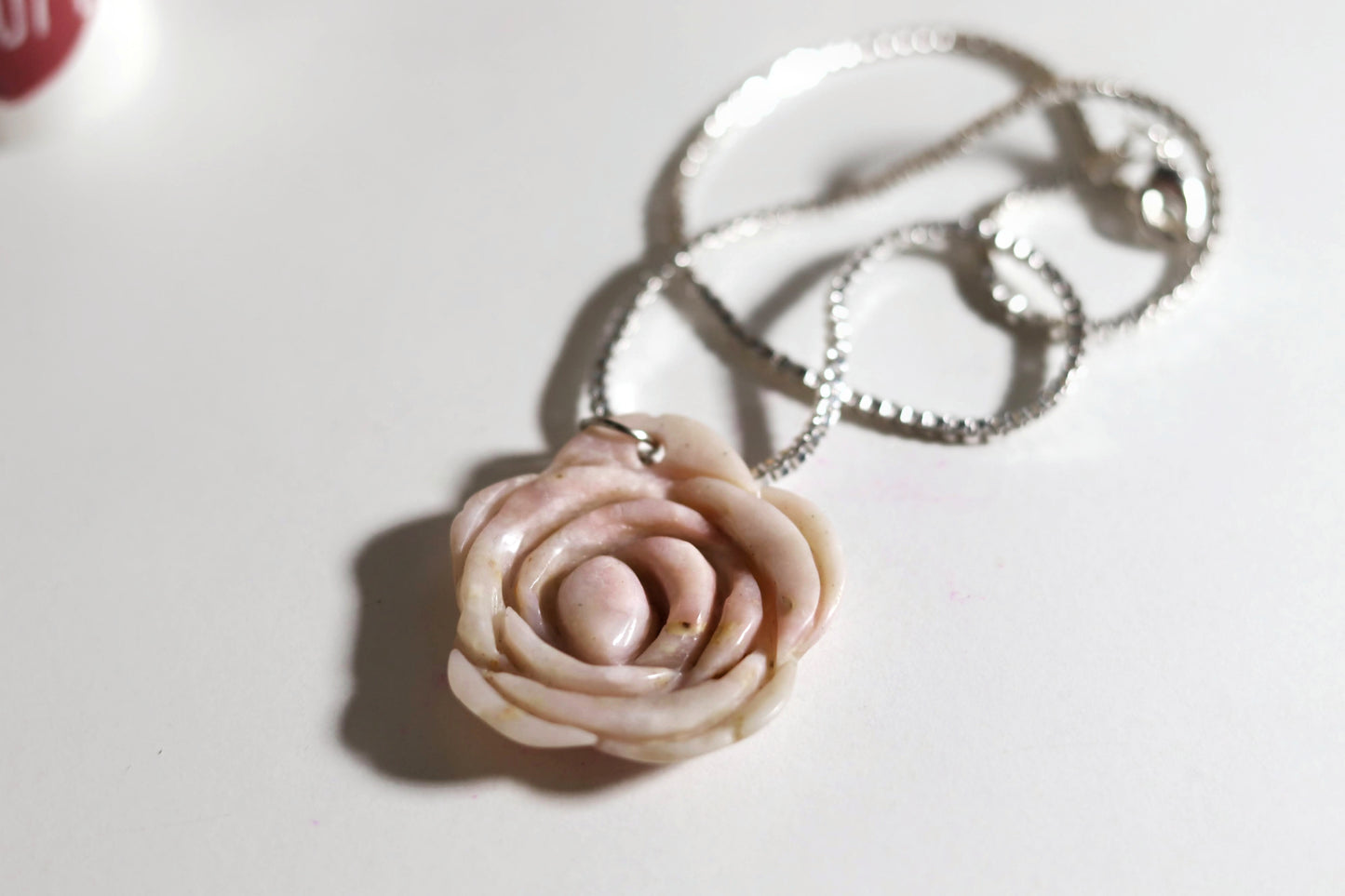 Pink Opal Rose Necklace